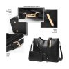 WOMEN TOP HANDLE SATCHEL PURSES AND HANDBAGS SHOULDER TOTE BAGS WALLET SETS - BLACK