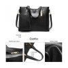 WOMEN TOP HANDLE SATCHEL PURSES AND HANDBAGS SHOULDER TOTE BAGS WALLET SETS - BLACK