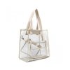 TWO PIECE CLEAR BAG SET TOTE AND POUCH COMBO - IVORY