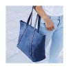 WOMENS CANVAS MATERIAL CROSSBODY STRAP LARGE DOUBLE TOP HANDLE TOTE HANDBAG