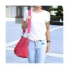 WOMENS CANVAS MATERIAL CROSSBODY STRAP LARGE DOUBLE TOP HANDLE TOTE HANDBAG