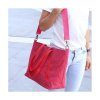 WOMENS CANVAS MATERIAL CROSSBODY STRAP LARGE DOUBLE TOP HANDLE TOTE HANDBAG