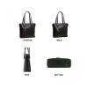 WOMEN'S TOTE BAG VINTAGE GENUINE LEATHER PURSE HANDBAG SHOULDER BAG - BLACK LEATHER TOTE BAGS