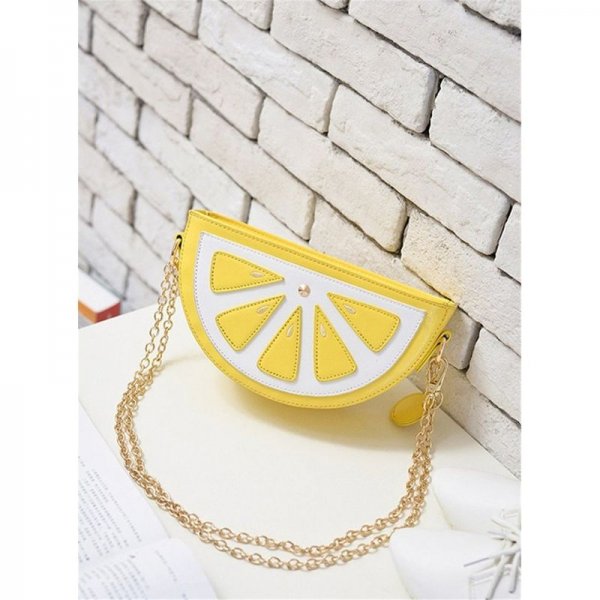 LATEST NOVELTY CUTE WATERMELON SHAPE SHOULDER MINI BAG FOR WOMEN - LEMON