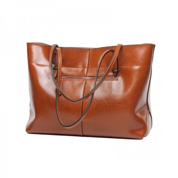 WOMEN'S HANDBAG GENUINE LEATHER TOTE SHOULDER BAGS SOFT HOT - BROWN-ACROSS