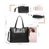 WOMEN TOP HANDLE SATCHEL PURSES AND HANDBAGS SHOULDER TOTE BAGS WALLET SETS - BLACK