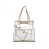 TWO PIECE CLEAR BAG SET TOTE AND POUCH COMBO - IVORY