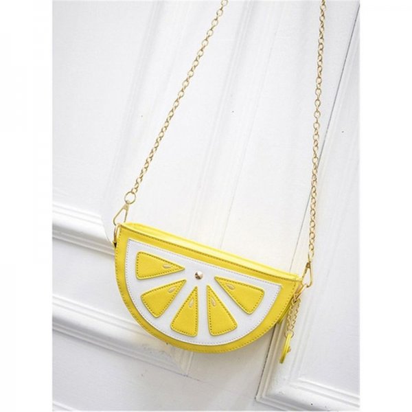 LATEST NOVELTY CUTE WATERMELON SHAPE SHOULDER MINI BAG FOR WOMEN - LEMON