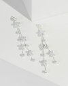 Silver Thin Row Crystal Detail Drop Earrings