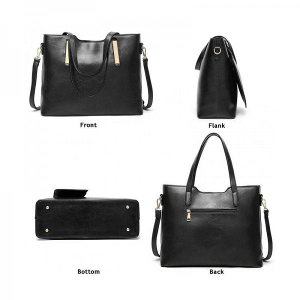 WOMEN TOP HANDLE SATCHEL PURSES AND HANDBAGS SHOULDER TOTE BAGS WALLET SETS - BLACK