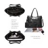 WOMEN TOP HANDLE SATCHEL PURSES AND HANDBAGS SHOULDER TOTE BAGS WALLET SETS - BLACK