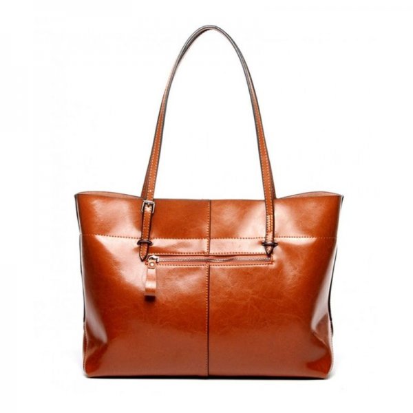 WOMEN'S HANDBAG GENUINE LEATHER TOTE SHOULDER BAGS SOFT HOT - BROWN-ACROSS