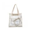 TWO PIECE CLEAR BAG SET TOTE AND POUCH COMBO - IVORY