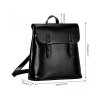 WOMEN LEATHER BACKPACK RETRO CHIC PREPPY COMMUTER BAG DAYPACK - BLACK