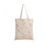 WOMEN'S CHARMING FLORAL BRANCH CANVAS TOTE SHOPPING BAG BEIGE - NO CLOSURE