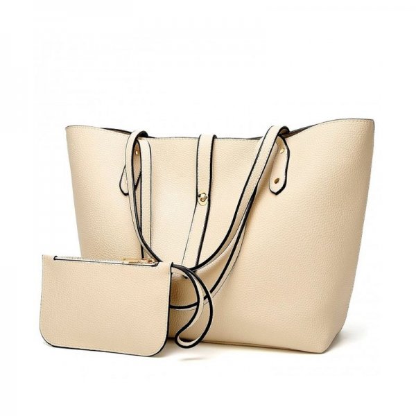 WOMEN PURSE HANDBAGS WALLETS BAG SET SHOULDER BAG LARGE TOTE BAG TOP HANDLE SATCHEL - BEIGE