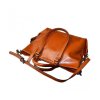 WOMEN HANDBAG PU LEATHER BUSINESS TOP HANDLE BAGS WITH SHOULDER STRAP - BROWN