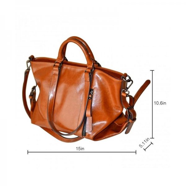 WOMEN HANDBAG PU LEATHER BUSINESS TOP HANDLE BAGS WITH SHOULDER STRAP - BROWN