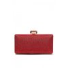 WOMEN CLUTCH PURSE WALLET HARD CASE GLITTER EVENING BAG HANDBAG WITH CHAIN STRAP - RED