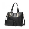 WOMEN TOP HANDLE SATCHEL PURSES AND HANDBAGS SHOULDER TOTE BAGS WALLET SETS - BLACK