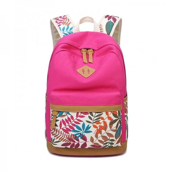 BACKPACK LIGHTWEIGHT DAYKPACK SHOULDER BOOKBAGS - LEAF-PINK