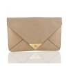 GLAM SYNTHETIC ENVELOPE EVENING HANDBAG - BEIGE FAUX SUEDE